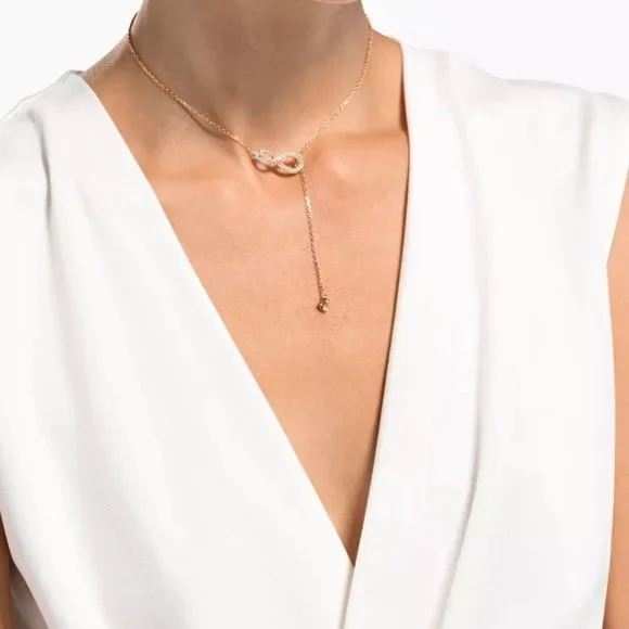 Swarovski Jewelry New Swarovski Infinity Y Rose Gold Necklace